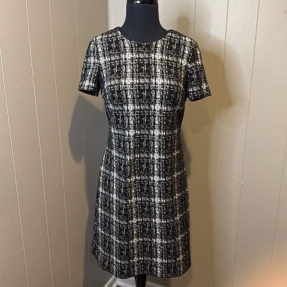 Calvin Klein Women’s 4 Sheath Midi Dress Tweed Back Zipper Short Sleeve - Picture 1 of 6